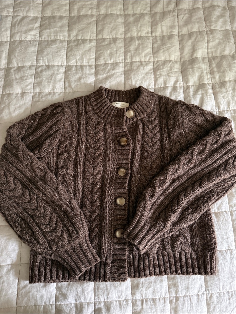 Sezane Andina Cardigan- Heathered Brown